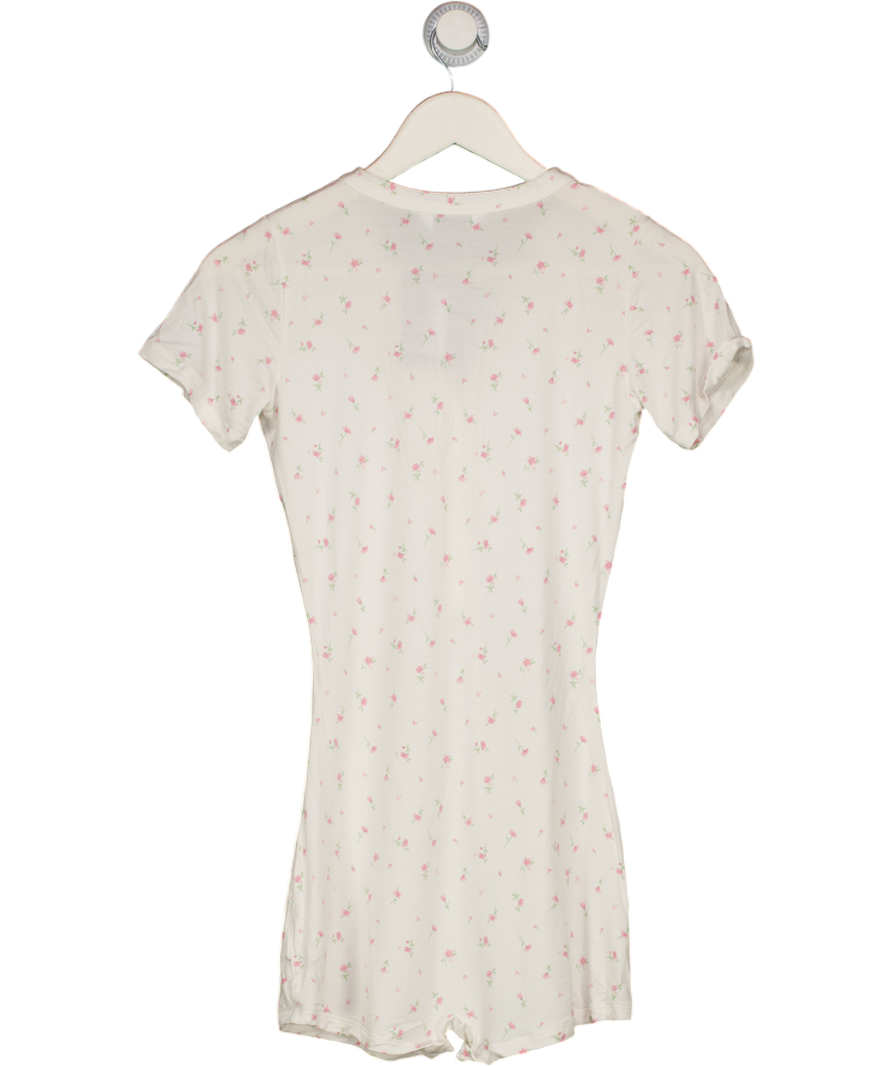 LOUNGE White Ditsy Floral Print Short-sleeve Romper UK M