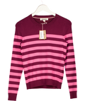 BODEN Burgundy & Pink Stripe Cotton Jumper UK XS