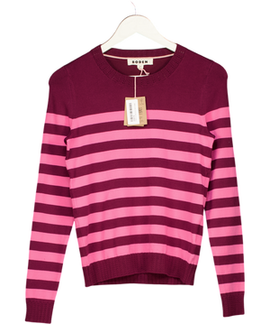 BODEN Burgundy & Pink Stripe Cotton Jumper UK XS