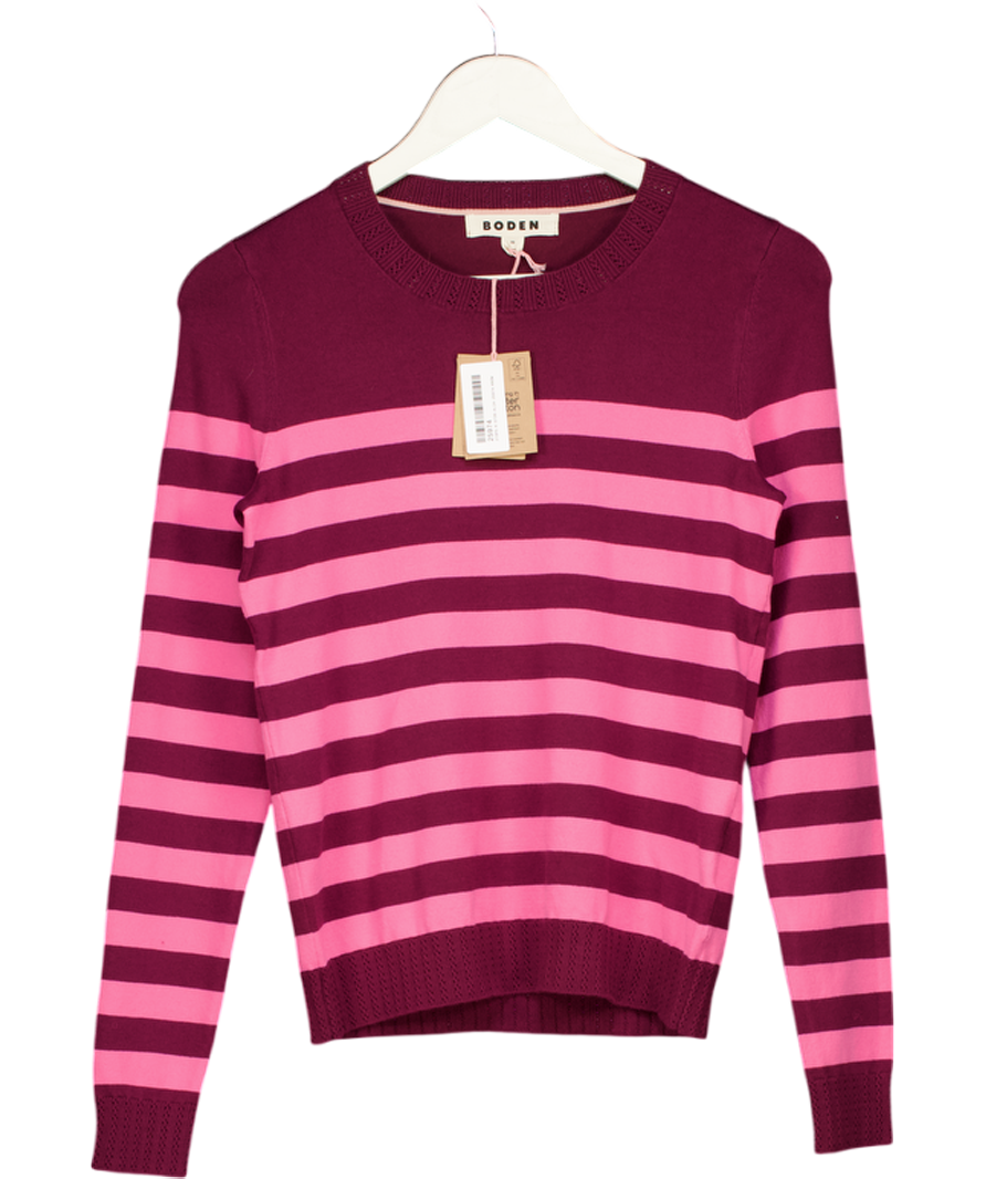 BODEN Burgundy & Pink Stripe Cotton Jumper UK XS