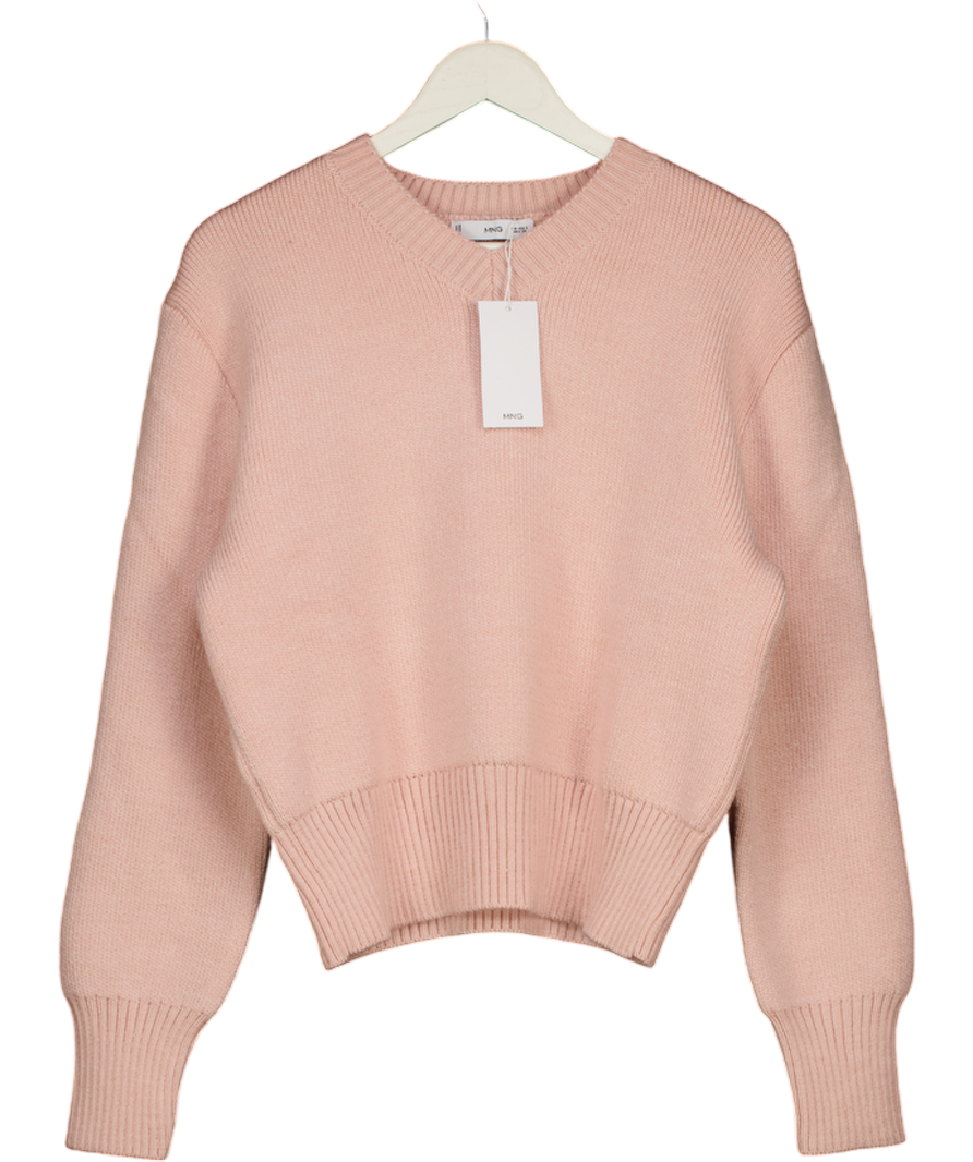 MANGO Blush Pink V-neck Jumper UK S