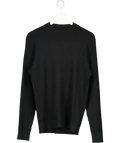 Black Crew Neck Ribbed Knit Jumper UK L