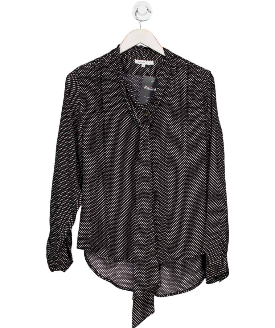 Lily & Lionel Black Back / White Polka Dot Tie Neck Blouse UK XS