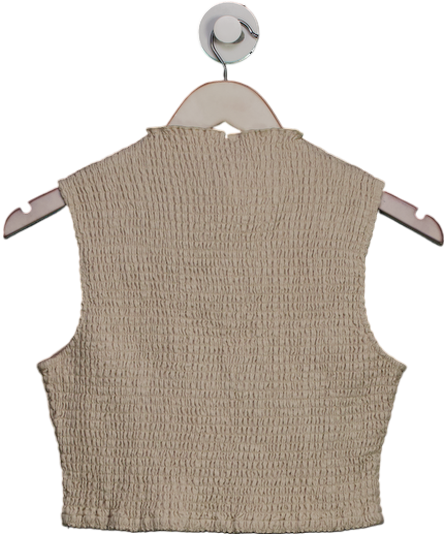 Meshki Cream Emanuelle Sleeveless Linen Shirring Top UK XS