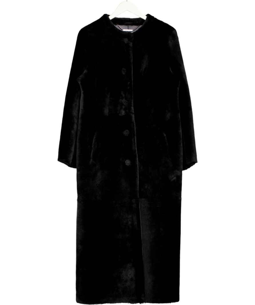 NOUR HAMMOUR Black Luxury Shearling Long Coat UK M