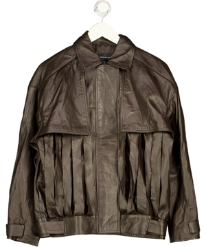 KAREN MILLEN Dark Brown Butter-soft Real Leather Jacket UK 10