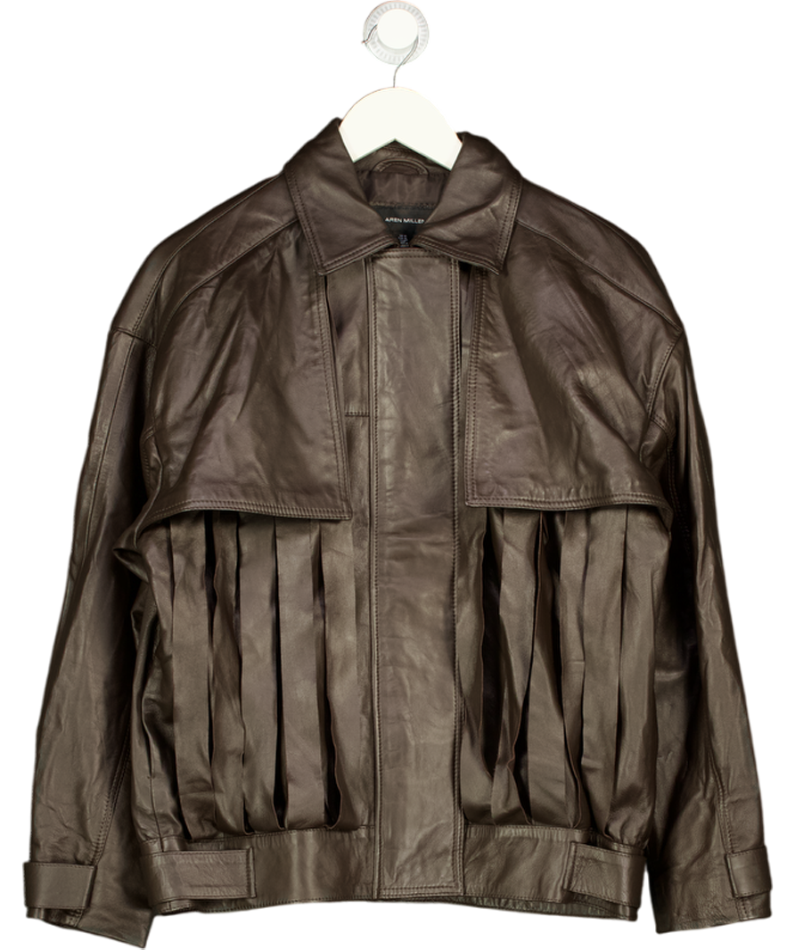 KAREN MILLEN Dark Brown Butter-soft Real Leather Jacket UK 10