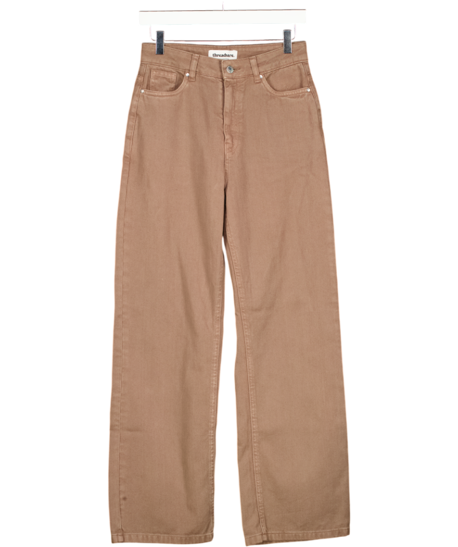 THREADBARE Straight Leg Jeans In Mocha Brown UK 8