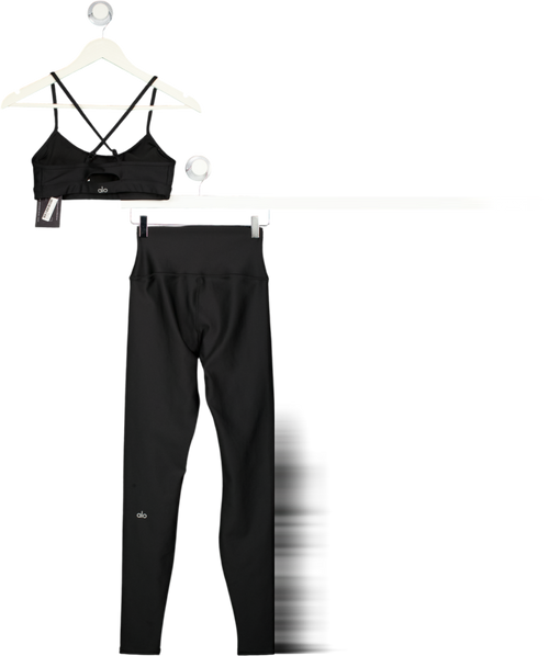 ALO YOGA Black 2 Piece Sports Bra & Leggings Set UK S