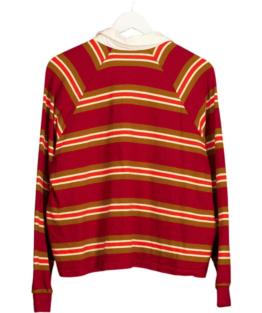 NEXT Red Striped Polo Shirt Top UK L