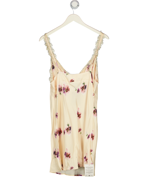 ASOS Cream Floral Print Lace Trim Mini Dress UK 12