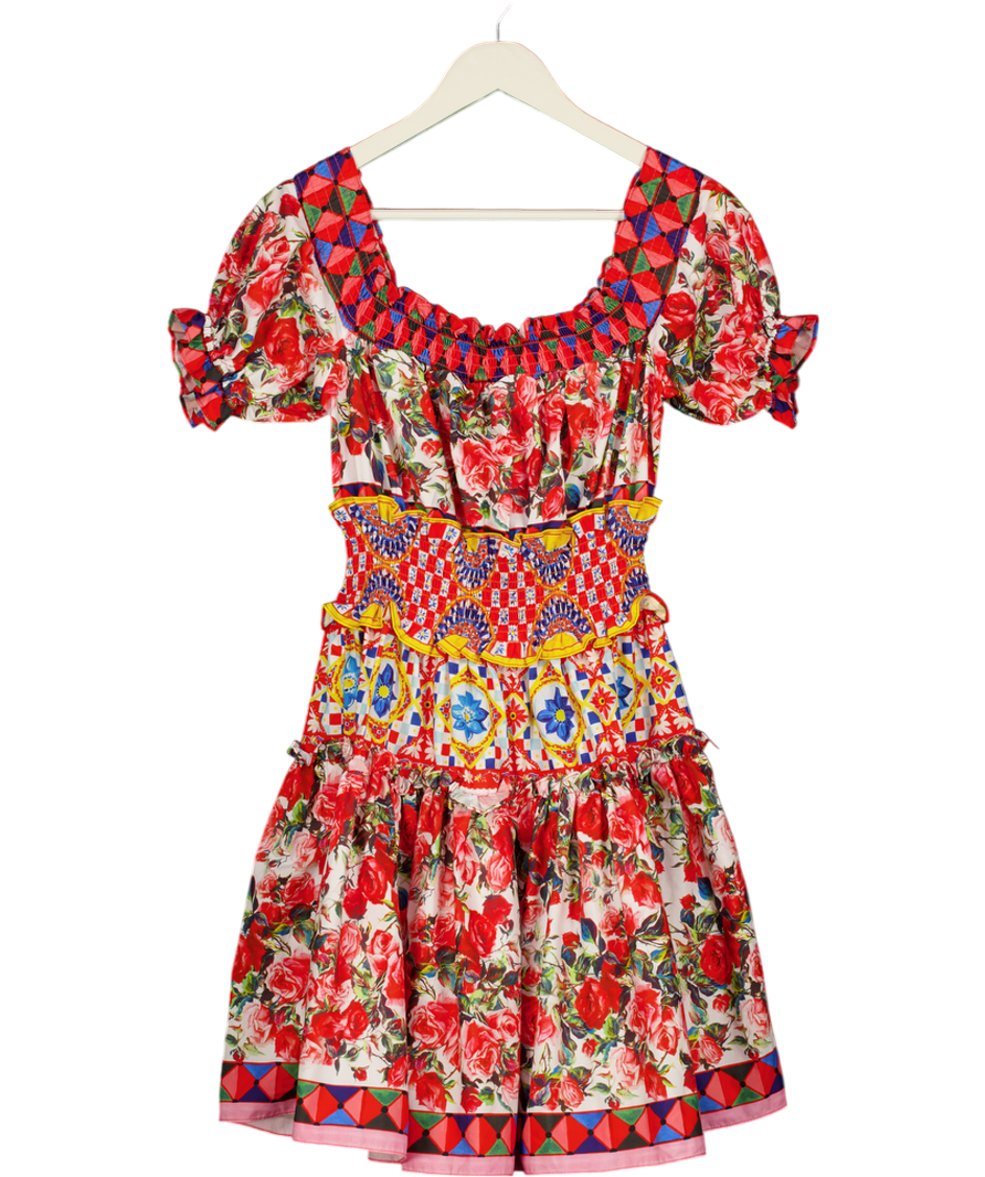 MOONAA LIISAA Multicoloured Majolica Print Dress UK S