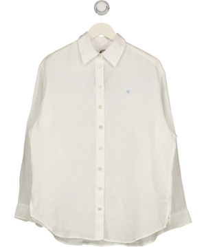 HOLLAND COOPER White Embroidered Logo Amalfi Linen Shirt UK S