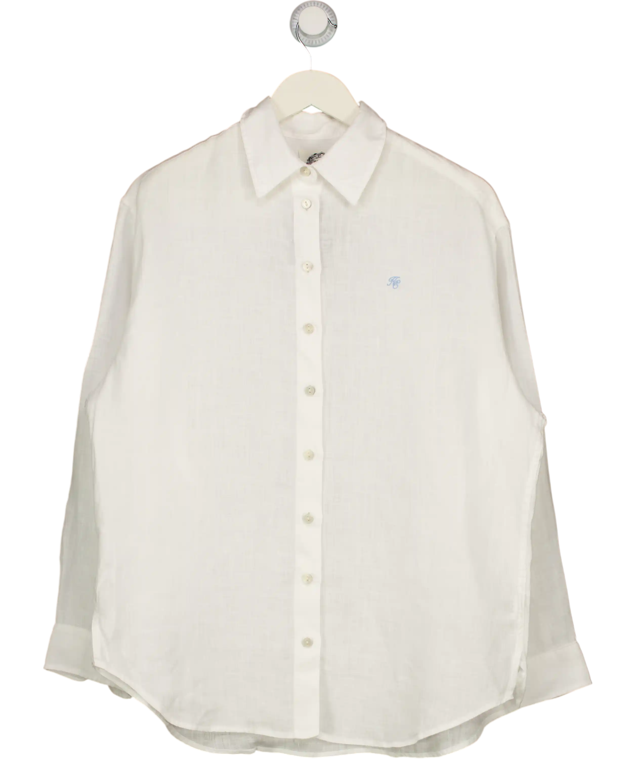 HOLLAND COOPER White Embroidered Logo Amalfi Linen Shirt UK S