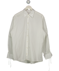 Julie Kegels White Cotton Poplin Ruched Sleeve Button-up Shirt UK 10