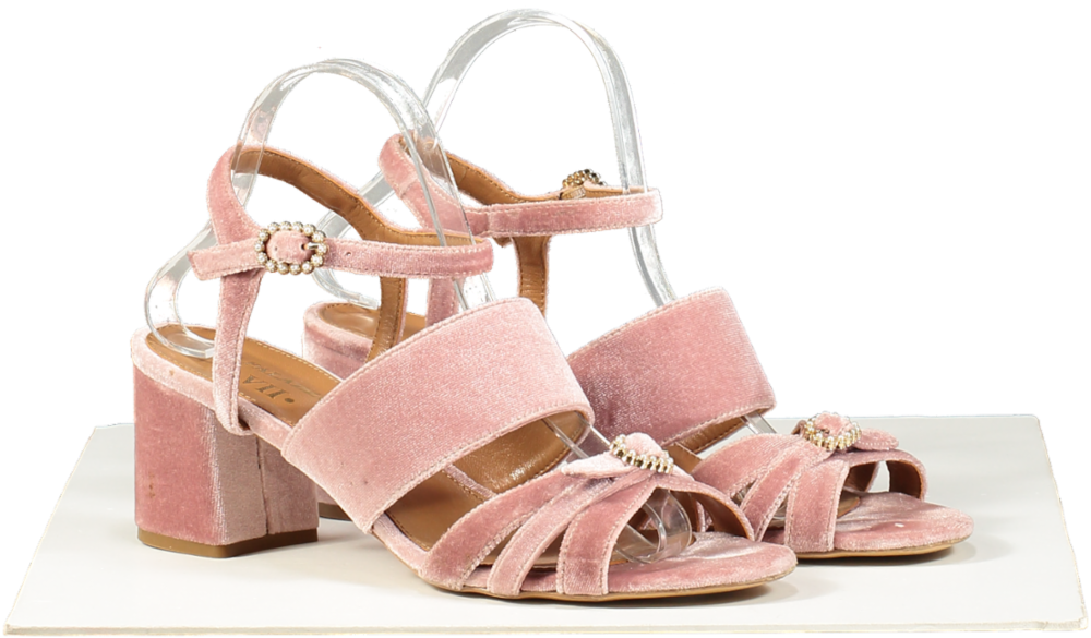 Palazzo VII Pink Velvet Ankle Strap Sandals UK 7 EU 40 👠
