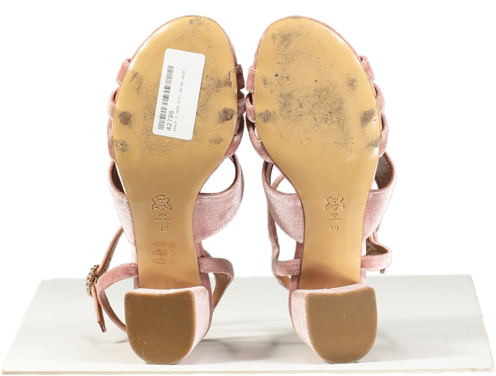Palazzo VII Pink Velvet Ankle Strap Sandals UK 7 EU 40 👠