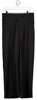PERVERT.PRO Black 100% Fine Wool Straight Wide Trousers UK M