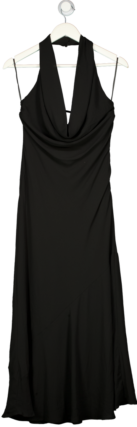 SHOWPO Black Chiffon Halterneck Midi Dress UK 8
