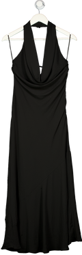 SHOWPO Black Chiffon Halterneck Midi Dress UK 8
