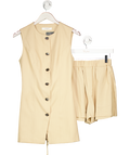 commense Beige Cotton & Linen Tie-back Shorts Set UK S
