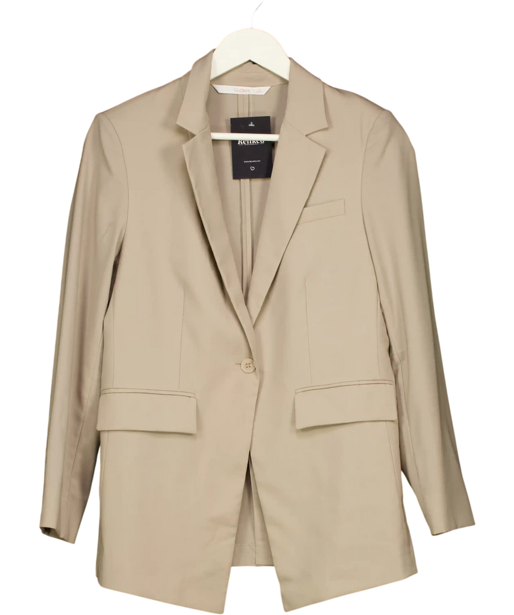 GLORIA Wool Blend Single Breasted Blazer Beige UK M