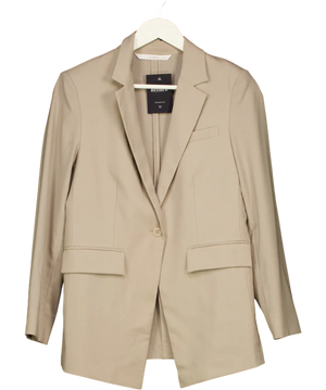 GLORIA Wool Blend Single Breasted Blazer Beige UK M
