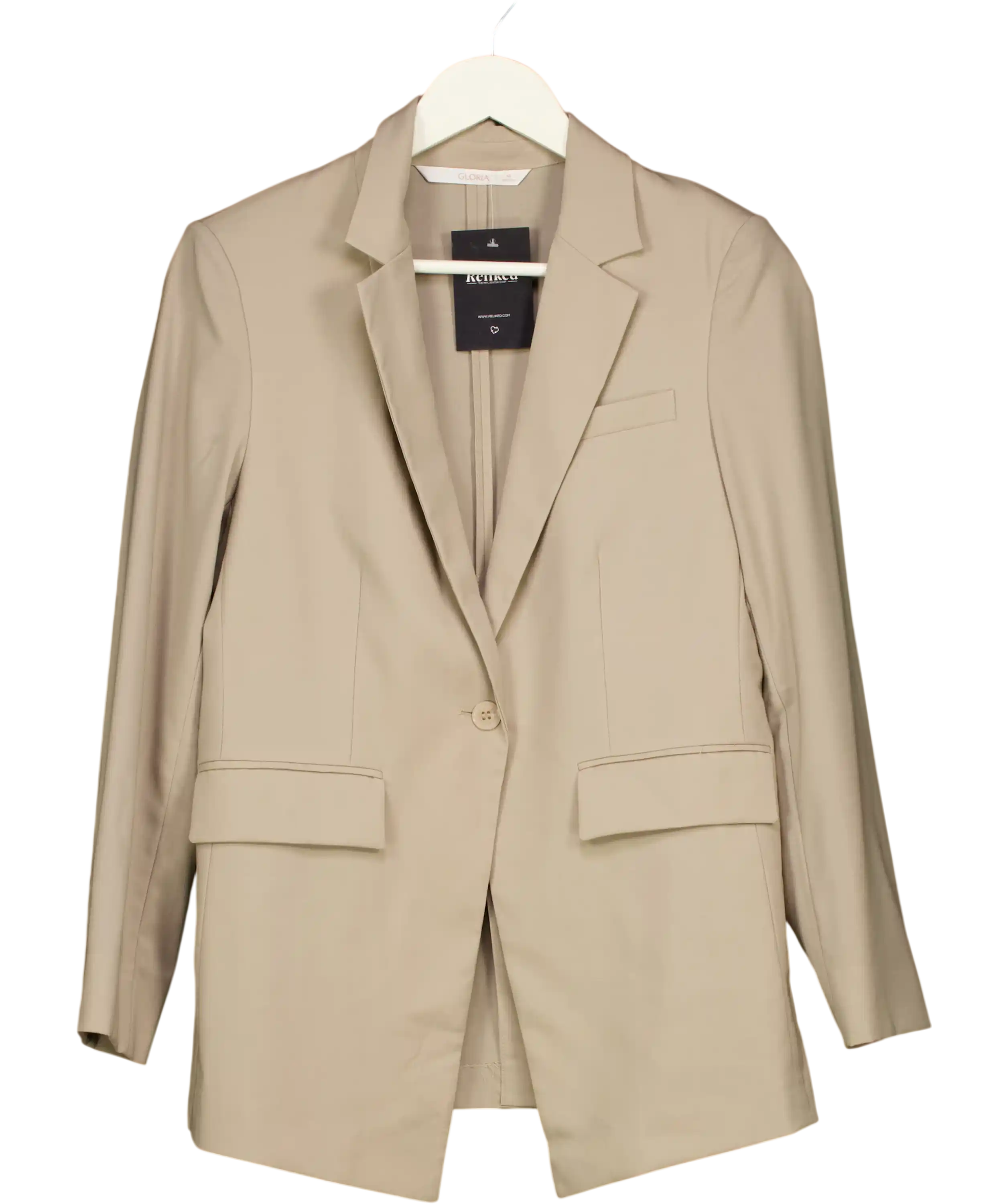 GLORIA Wool Blend Single Breasted Blazer Beige UK M