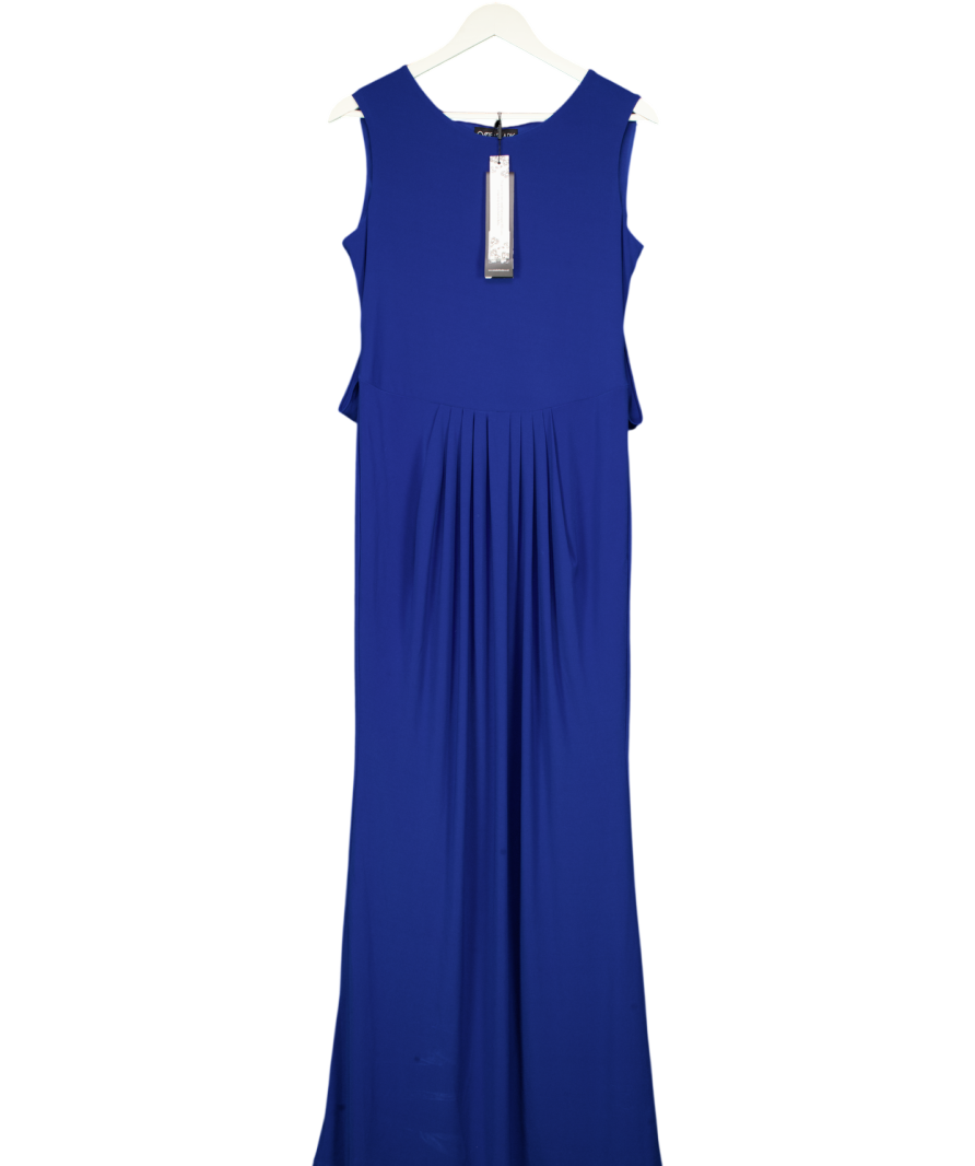 OSSIE CLARK Cobalt Blue Slinky Drape From Maxi Dress Evening Gown UK 12