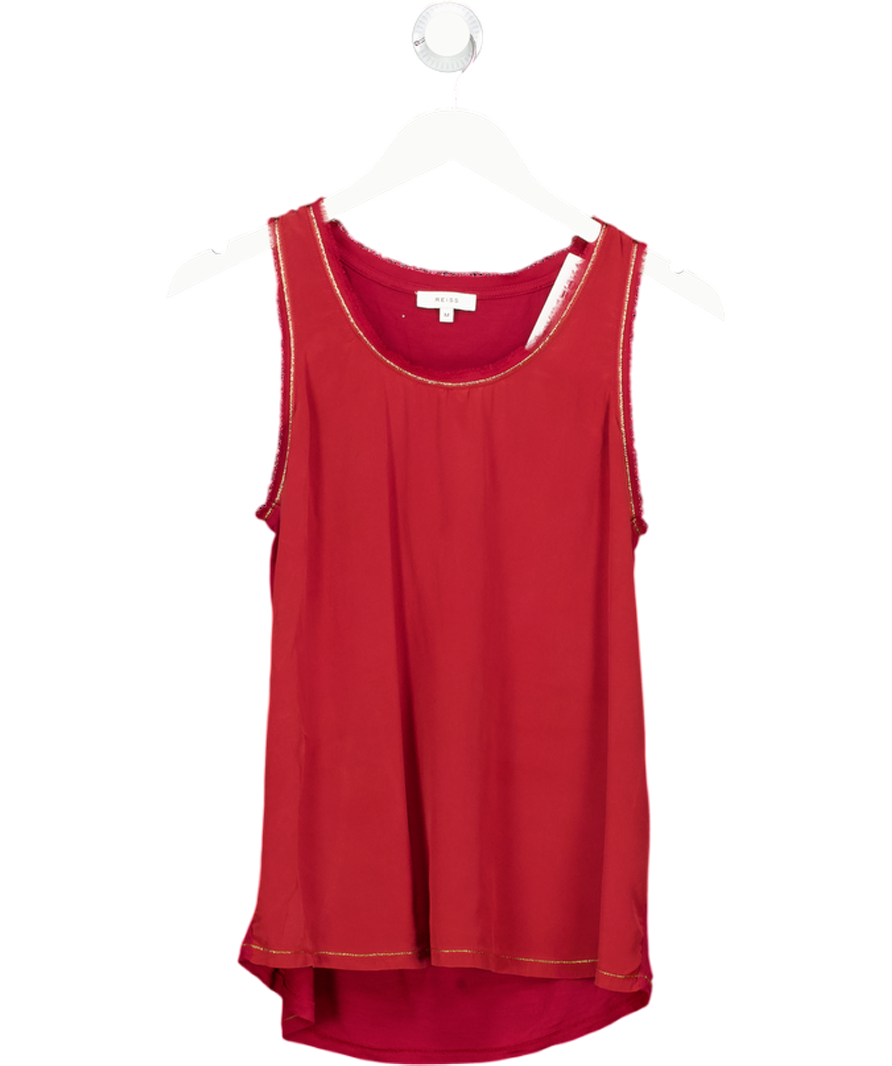 REISS Burgundy Red Marton Silk Front Top UK M