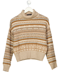 LILYSILK Beige Fair Isle Cashmere Pullover UK XS