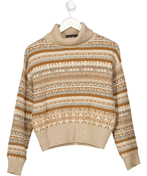 LILYSILK Beige Fair Isle Cashmere Pullover UK XS