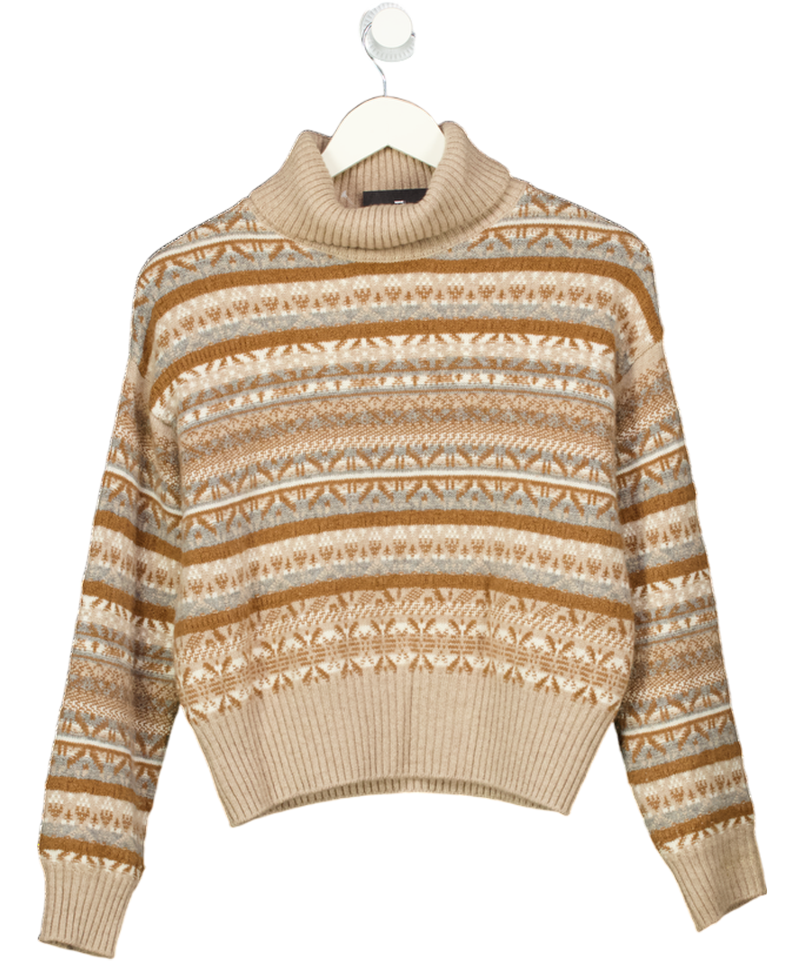 LILYSILK Beige Fair Isle Cashmere Pullover UK XS
