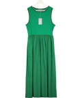 Oliver Bonas Green & Pink Crochet Trim Cotton Midi Dress UK 10