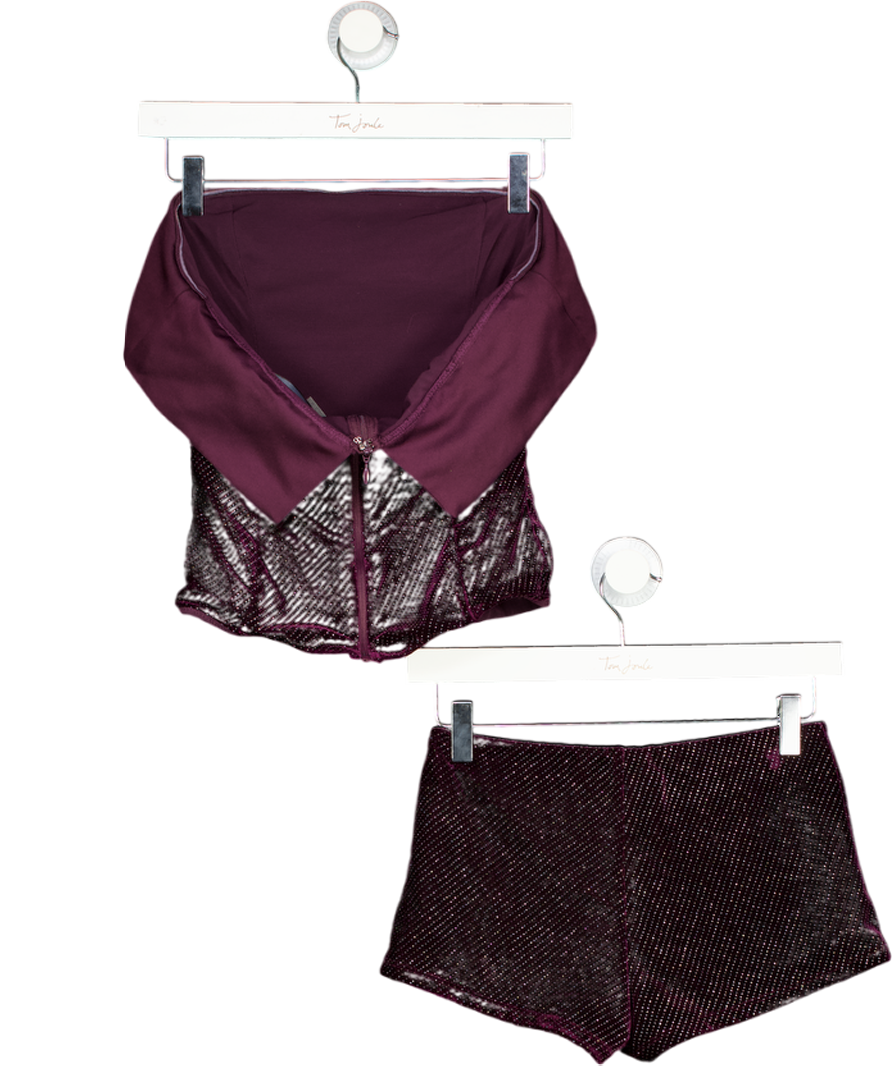 WHITE FOX Burgundy Red Velvet Hoptpants (uk S) And Bustier Top ( Uk M) Set UK S/M