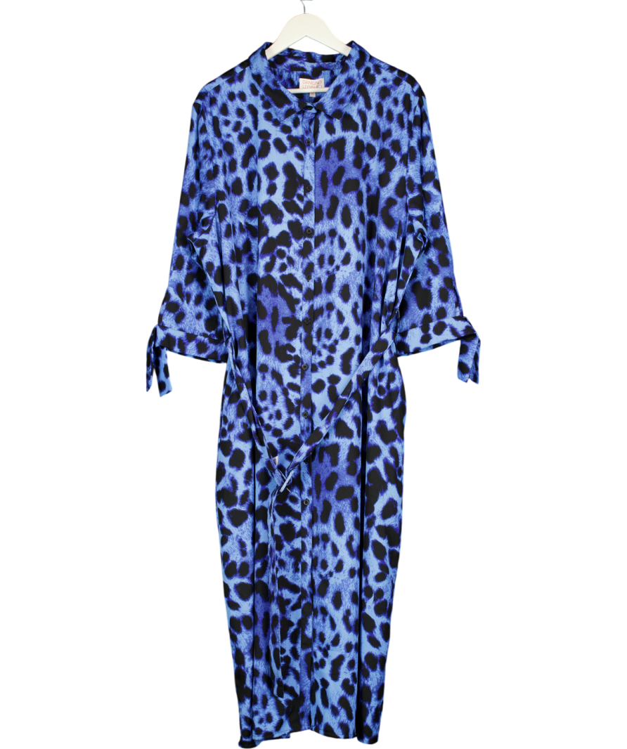 Dancing Leopard Blue Leopard Print Shirt Dress UK 24
