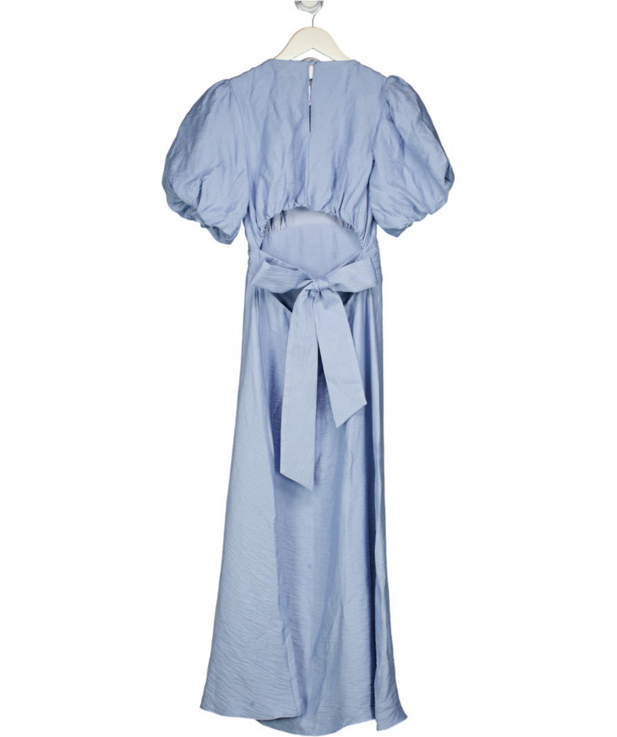 NOBODY'S CHILD Blue Puff Sleeve Symran Midi Dress UK 6