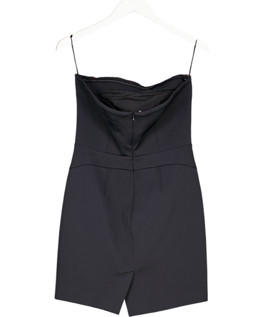 MAJE Black / Pink Tweed Jacquard Bandeau Strapless Bodycon Mini Dress Fr40 UK 12