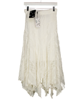 CUBIC LONDON Cream Asymmetrical Lace-embroidered Skirt UK S