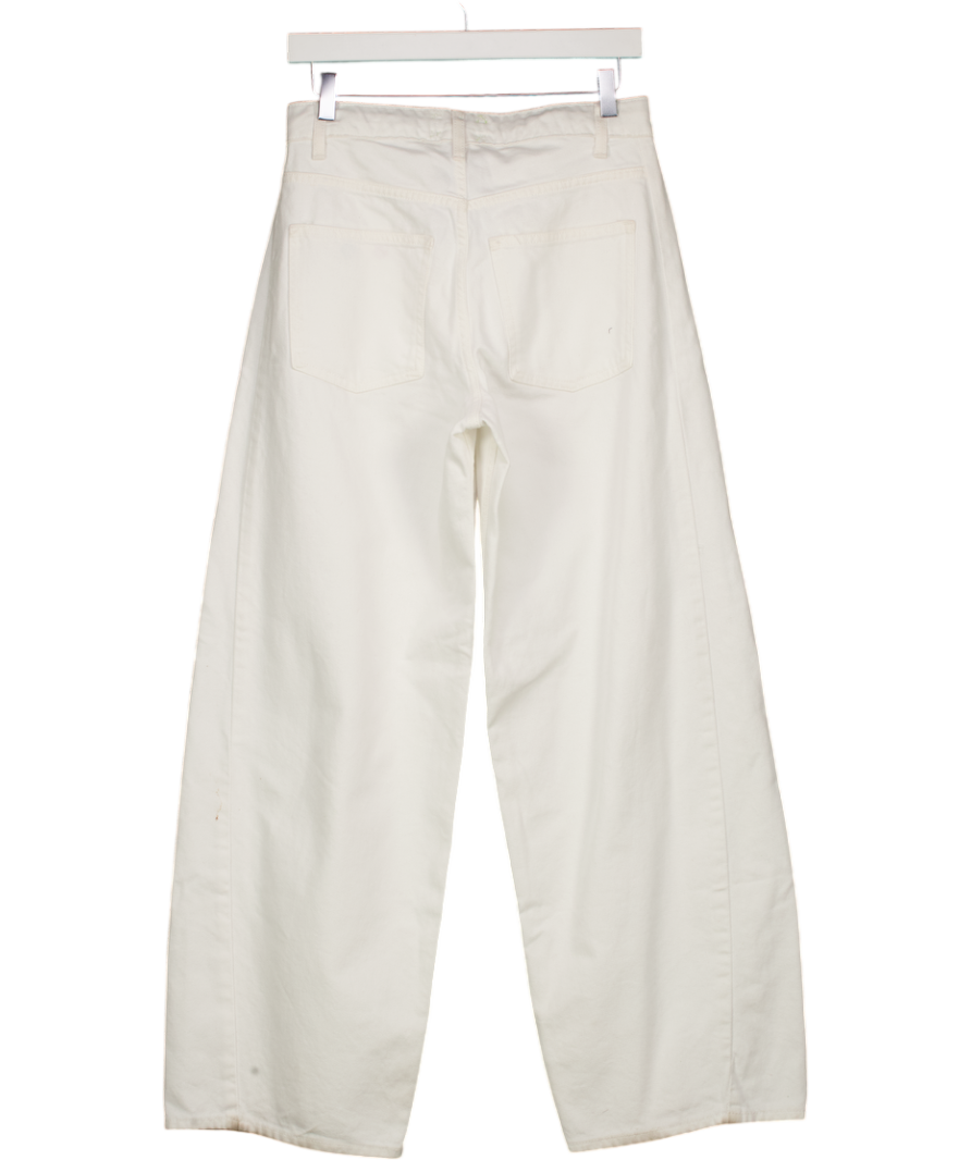 River Island White Drawcord Baggy Jeans UK 8