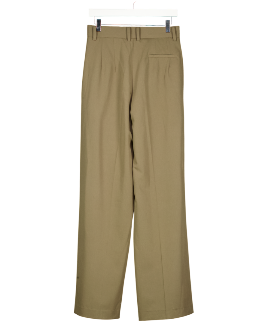 THE FRANKIE SHOP Green Daytona Pleated Grain De Poudre Wide-leg Pants UK S