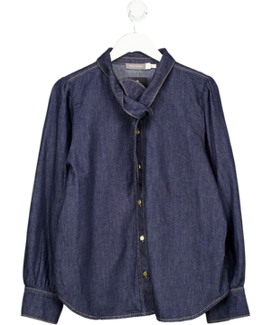 Mint Velvet Blue Tie Neck Denim Blouse UK XL