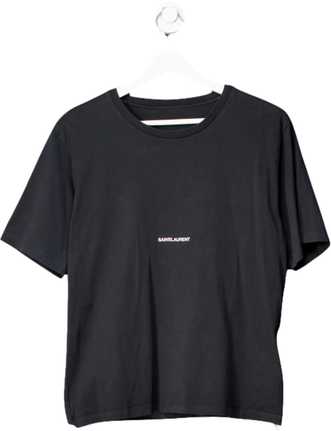 Saint Laurent Black Rive Gauche T-shirt UK S