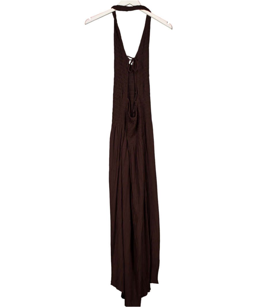 ZARA Brown Smocked Halter Dress UK XS