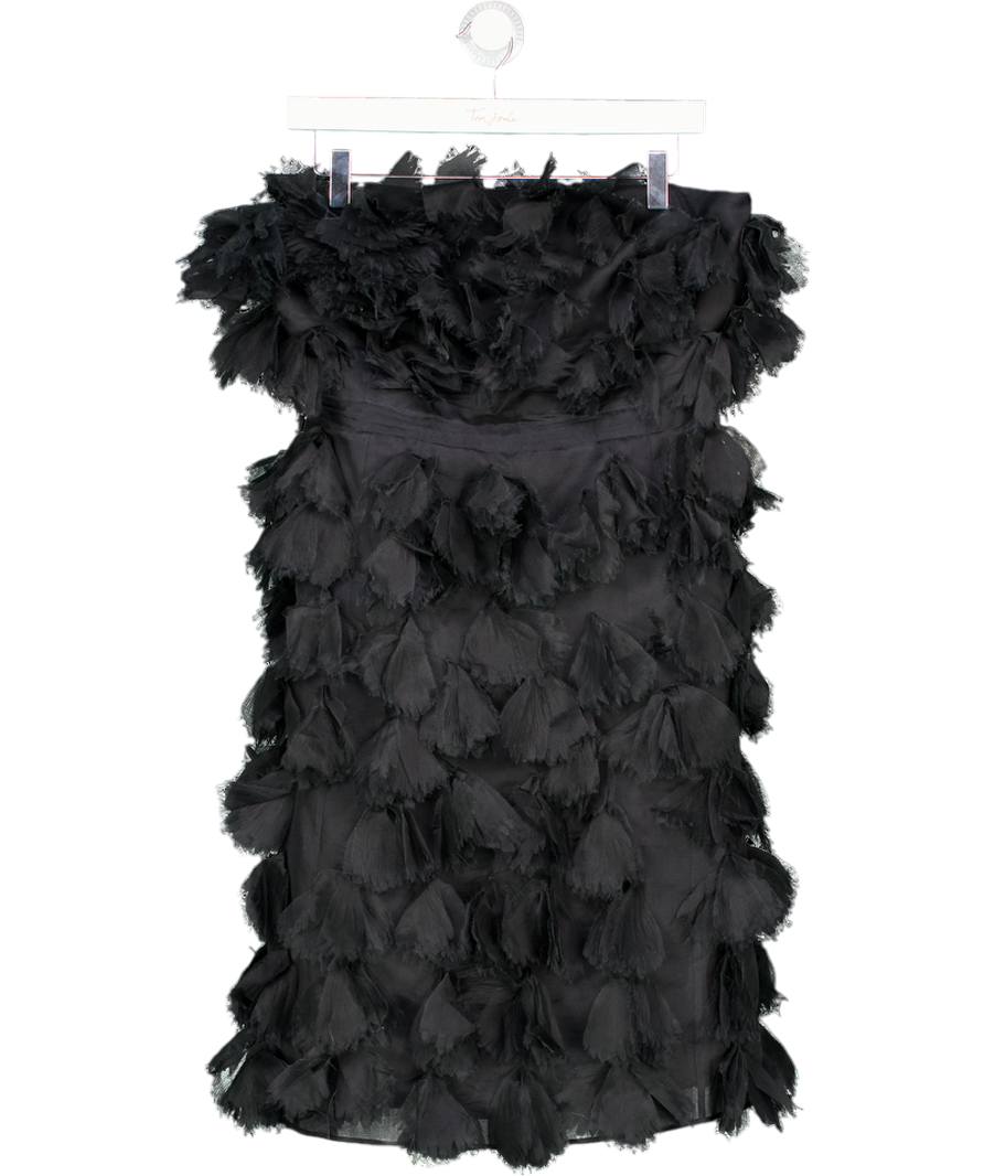 J.CREW Black 100% Silk Ruffled Details Bandeau Mini Dress Us10 UK 14