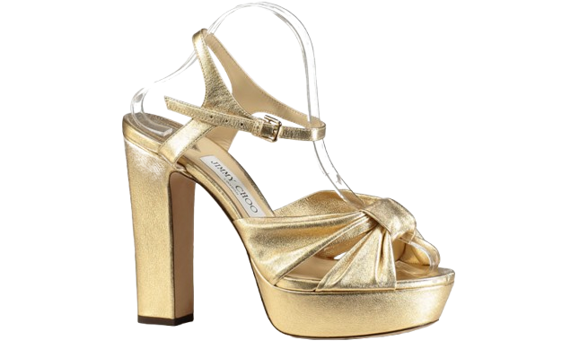 JIMMY CHOO Heloise 120 Gold Metallic Nappa Leather Platform Sandals UK 7 EU 40 👠