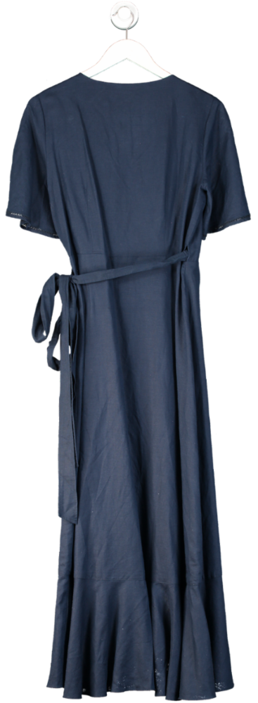 J.McLaughlin Blue Cotton Frill Hem Wrap Dress UK S