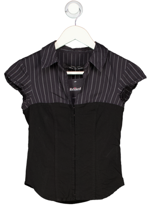 Urban Outfitters Silence & Noise Black Stripe Top Corset Shirt UK XS