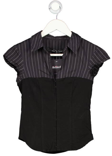 Urban Outfitters Silence & Noise Black Stripe Top Corset Shirt UK XS