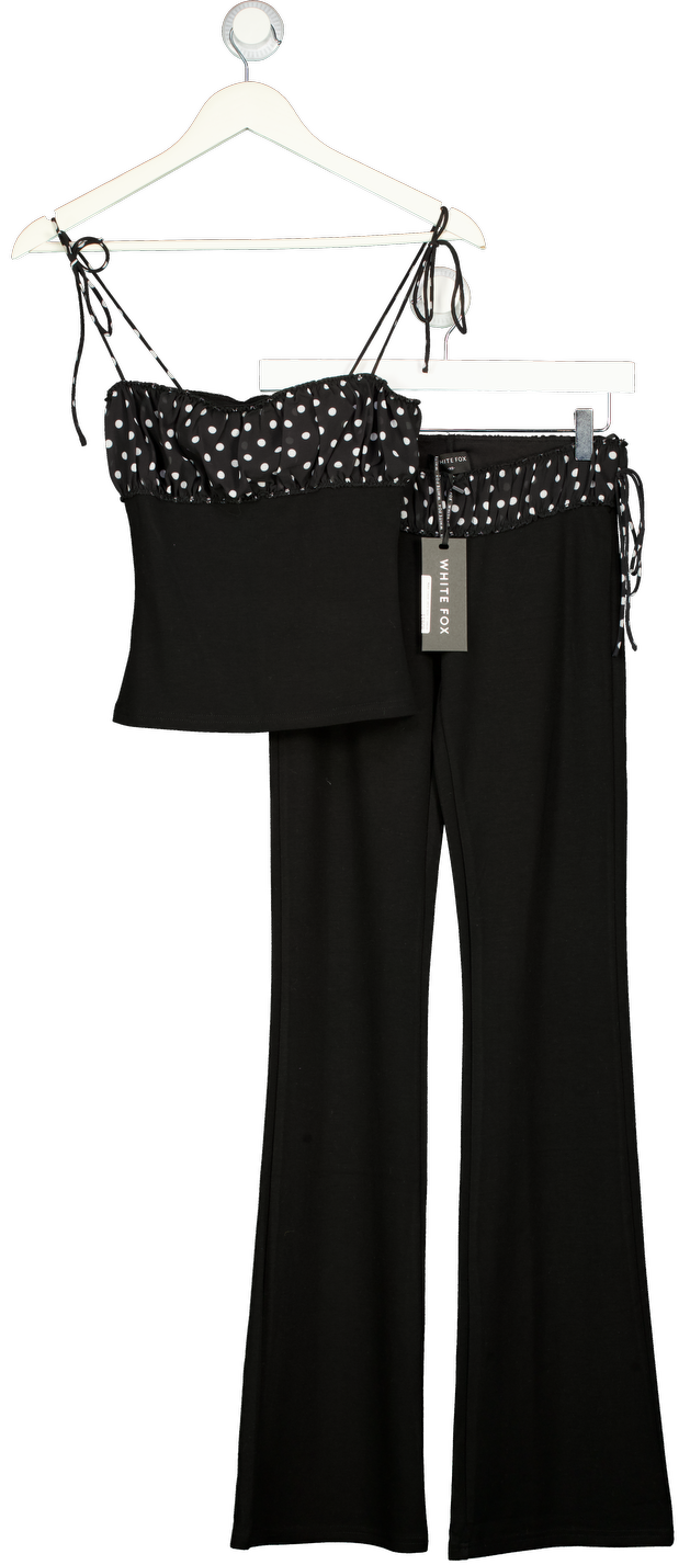 WHITE FOX Black 2-piece Balck & White Saving My Heart Top And Trouser Set UK XS